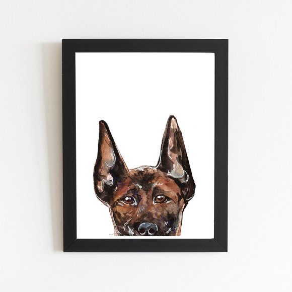 Belgian Malinois Art Print, Shepherd Art Watercolor Decor, Wall Decor Artwork - Picture 1 of 3